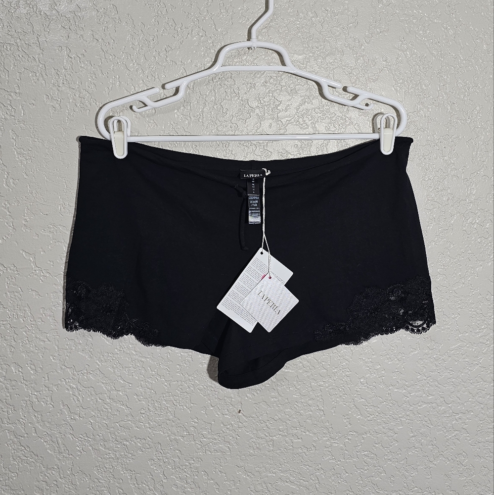 NWT La Perla Solid Black Lace Sleep Shorts